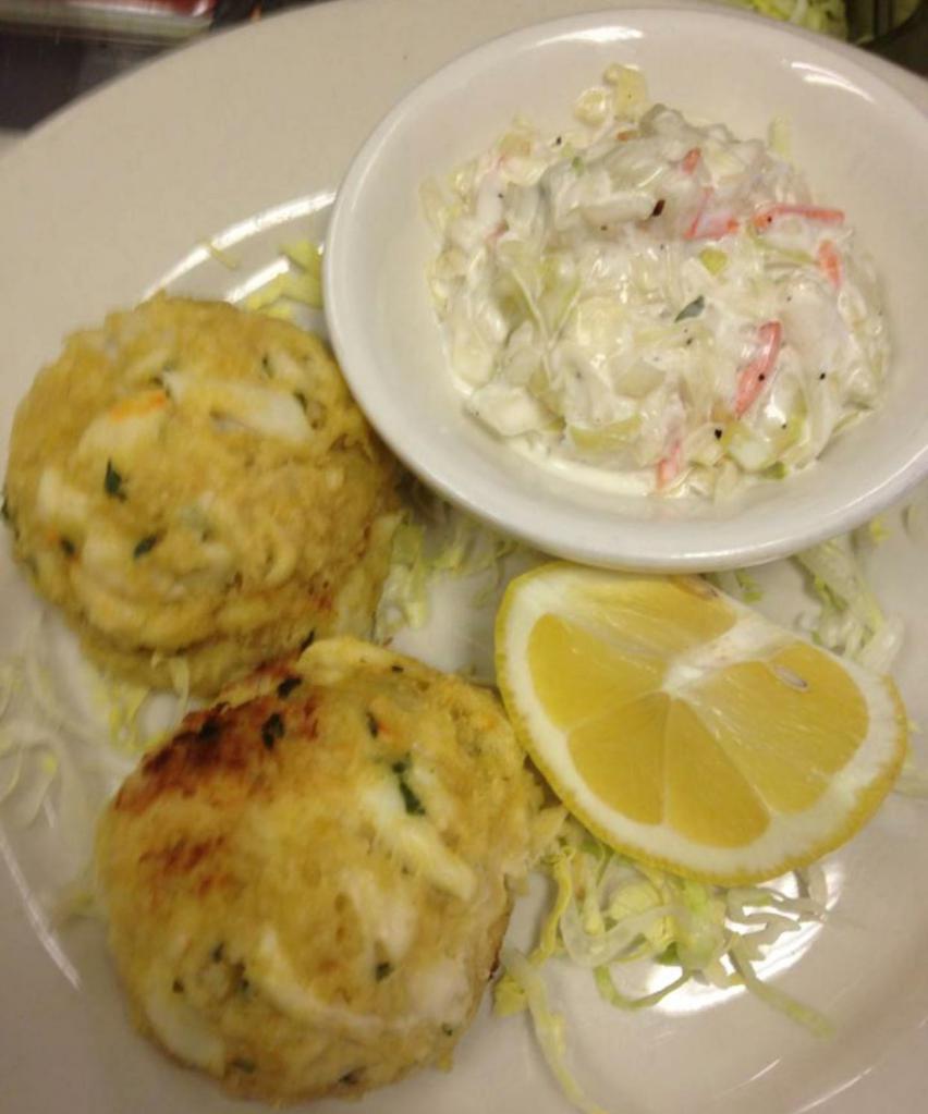 Crab Cake · Served with French Fries & Coleslaw. Includes tossed salad and bread.