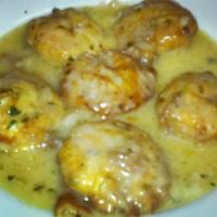 Shrimp Francaise · Served with side of pasta. Includes tossed salad and bread.