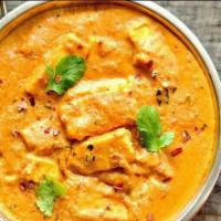 41. Shahi Paneer · Indian cheese in the onion, cashew, almond and creamy sauce.