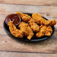 Chicken Strips · Lean strips of all-white meat chicken breaded and fried to a golden brown. Served with your ...