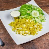 QUINOA SALAD · Seasoned with aji Amarillo pepper, mixed with farmer's cheese and corn with lettuce, spinach...