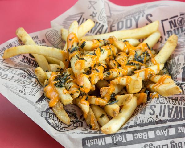Fries · Skins on and extra crispy.