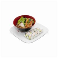 E. Udon and Combo Roll Lunch · California roll and udon.