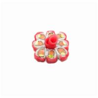 Valentine Roll · Tuna on top of salmon, avocado roll and 2 tuna sashimi.