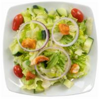 Side Salad · Romaine and iceberg mix, cherry tomatoes, red onions, cucumbers, croutons and our creamy hou...