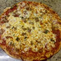 All Meat Pizza · Beef, pepperoni, Italian sausage, Canadian bacon and premium cheese blend.