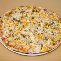 Spicy Paneer Fusion Pizza · Spicy sauce, paneer, garlic, ginger, red onion, bell pepper, cracked black pepper, fresh cil...