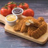 6 Pieces Chicken Fingers · Breaded all-white meat tenderloins served with honey mustard or BBQ sauce.