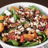 Noci Dolci Salad · Baby spinach leafs Mandarin orange segments, cranberries, walnuts, fresh olive oil and drizz...