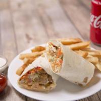 Chicken Wrap Combo · Chicken wrap, fries and fountain soda.