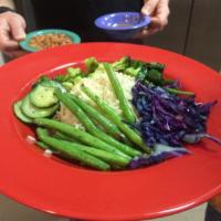 Vegetarian Bowl · Broccoli, black beans, cucumber, and red cabbage, served around a cup of our cilantro lime r...