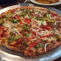 Napoli's Special Pie · Pepperoni, meatballs, sausage, peppers, onions, mushrooms, black olives and mozzarella cheese.