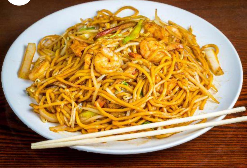 41. Shrimp Lo Mein · Stir fried egg noodles with vegetables. Soft noodles. No rice.