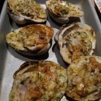 Grilled Clams 12 Pcs · Garlic, Butter, Olive oil and Parmesan Cheese