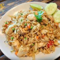 Fried Rice · Choice of meat or tofu stir-fried with rice, egg, pea and carrot, tomato, onion in house sau...