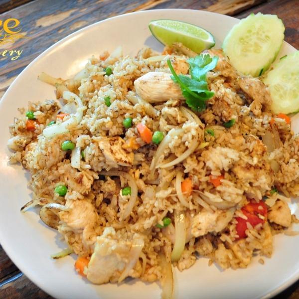 Fried Rice · Choice of meat or tofu stir-fried with rice, egg, pea and carrot, tomato, onion in house sauce. 
