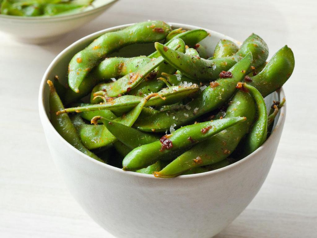 Edamame · Steamed and served with sea salt.