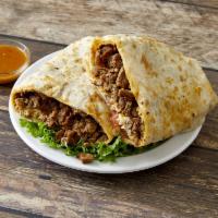Steak Burrito · Served with beans, cheese, lettuce, tomato and sour cream. 