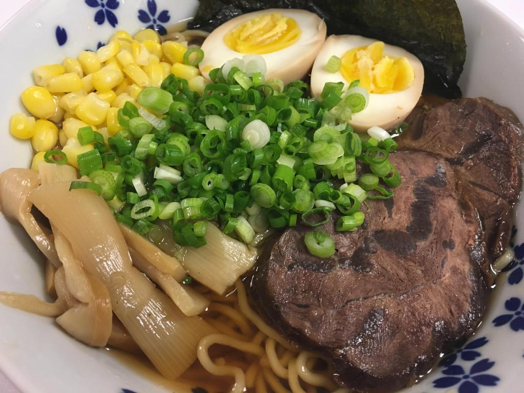 2. Shoyu Ramen · Soy sauce soup base serve with tender beef shank. Come with noodle, corn, egg, scallion, bamboo shoots and nori.