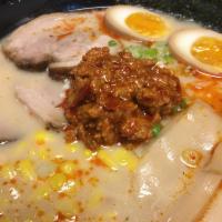 4. Red Miso Ramen · Tonkotsu soup base with ground pork in red miso sauce, with chashu pork. Come with noodle, c...