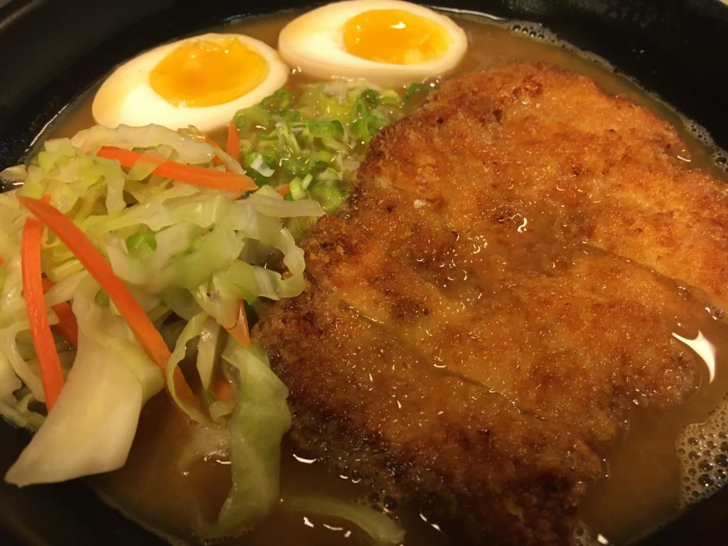 5. Katsu Ramen · Miso soup base with chicken katsu and cabbage. Come with noodle, corn, egg, scallion, bamboo shoots and nori.