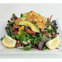 11. Shrimp and Avocado Salad · Organic baby field greens, grape tomatoes, fire roasted corn, baked beets, marinated grilled...