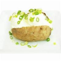 28. Sour Cream Baked Potato · Mixed cheese,sour cream and green onion on a buttery soft potato
