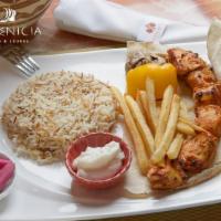 Chicken Tawook · Halal. Chicken breast, citrus, taouk pepper and garlic. Served with a side of rice or house ...