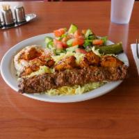 Chicken Shish and Luleh Kebab · A mix of tender chicken, marinated ground beef, jalapeño, and tomato.