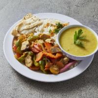 Vegetarian Ghallaba · Freshly cut vegetables and garlic, sauteed with natural herbs and spice. Served with rice or...