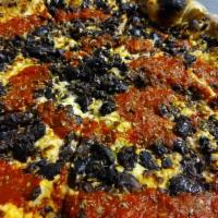 The Lily Pizza · Locally-grown roasted red pepper and sun-dried tomato tapenade with feta and Kalamata olives...