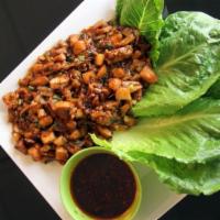 Lettuce Wrap (4) · Chicken breast with minced green onions, yellow onions and water chestnuts stir-fried in our...