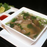 Pho Soup · A flavorful beef broth slowly cooked for hours perfected with a blend of herbs and spices.