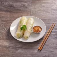Salad Rolls · Fresh rolls. Made with a mix of fresh vegetables, rice noodles, basil, cilantro and tofu wra...