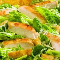 Chicken Caesar Salad · Romaine lettuce, chicken breast, Caesar dressing and Parmesan.