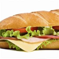 Ham Sandwich · Ham, mozzarella cheese, lettuce, tomatoes, mayo and mustard. Served on an 8