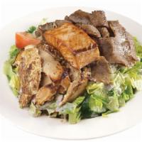 14. Mixed Grill Salad · Salmon, gyros, and chicken on house salad. served with pita bread.