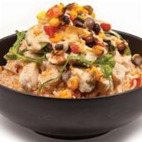Baja Bowl · Grilled chicken breast, black bean and corn salsa, cheddar and chipotle ranch all over fresh...