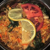 Chicken Biryani · Treasures of basmati rice. An aromatic blend of long grain rice and exotic spices and fresh ...