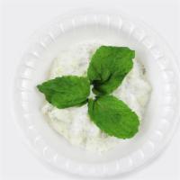 Jajeek (Tzatziki) · Plain Yogurt, Diced Cucumber, Garlic Powder, Olive Oil, and Mint