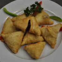 3 Pcs Sambosak (Beef or Chicken Egg Roll) · Made of Ground Beef or Chicken / Onion / Parsley / House Spice.