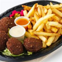 Felafel Entree  · 5 Pcs deep-fried chickpeas patties/ Tahini or Amba Sauce / Served with a choice of french fr...
