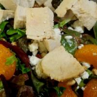 Orange Crush Salad · Served with feta cheese, toasted, crushed almonds and mandarin oranges.
