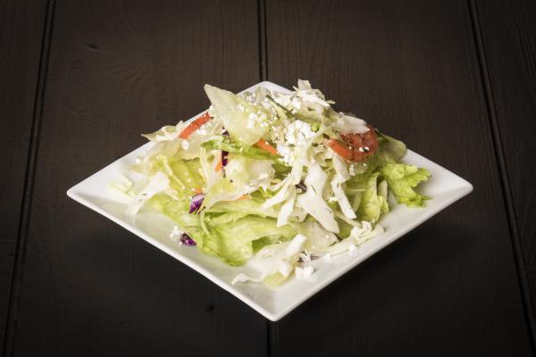 House Summer Salad · Lettuce, tomatoes, cucumbers, carrots, feta cheese and balsamic-vinegar  dressing.  GF   V