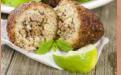 Kibbeh · Ground Bulgar and meat, stuffed with meat and nuts.