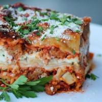 Lasagna Dinner · Served with garlic bread.