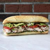 Large Turkey Bacon Special Sub Sandwich · Roasted turkey, smoked bacon, homemade spicy cream cheese and basil pesto spread.