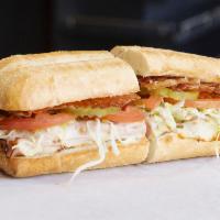 Large Club Sub Sandwich · Roasted turkey, honey ham, smoked bacon and provolone.