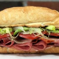 Regular Italian Sub Sandwich · Genoa salami, mortadella, pepperoni, hot capicola and provolone.