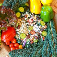Vegetarian Greek Orzo Salad · Organic mixed greens, organic spinach, organic whole grain orzo, organic cherry tomato, orga...